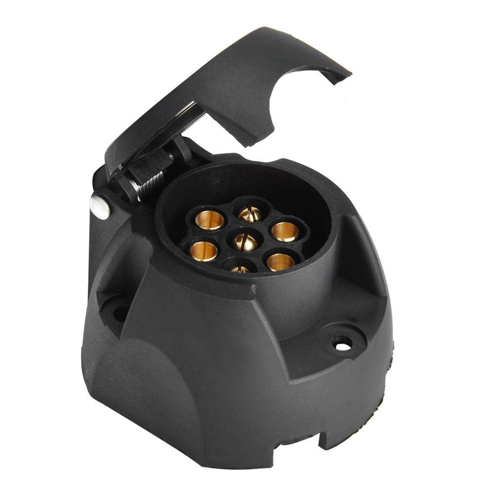 

Aramox Trailer Plug Connector, Waterproof 12 Volt 7 Pin Round Socket Cable Connector European Truck Trailer Light Signal Display чёрный