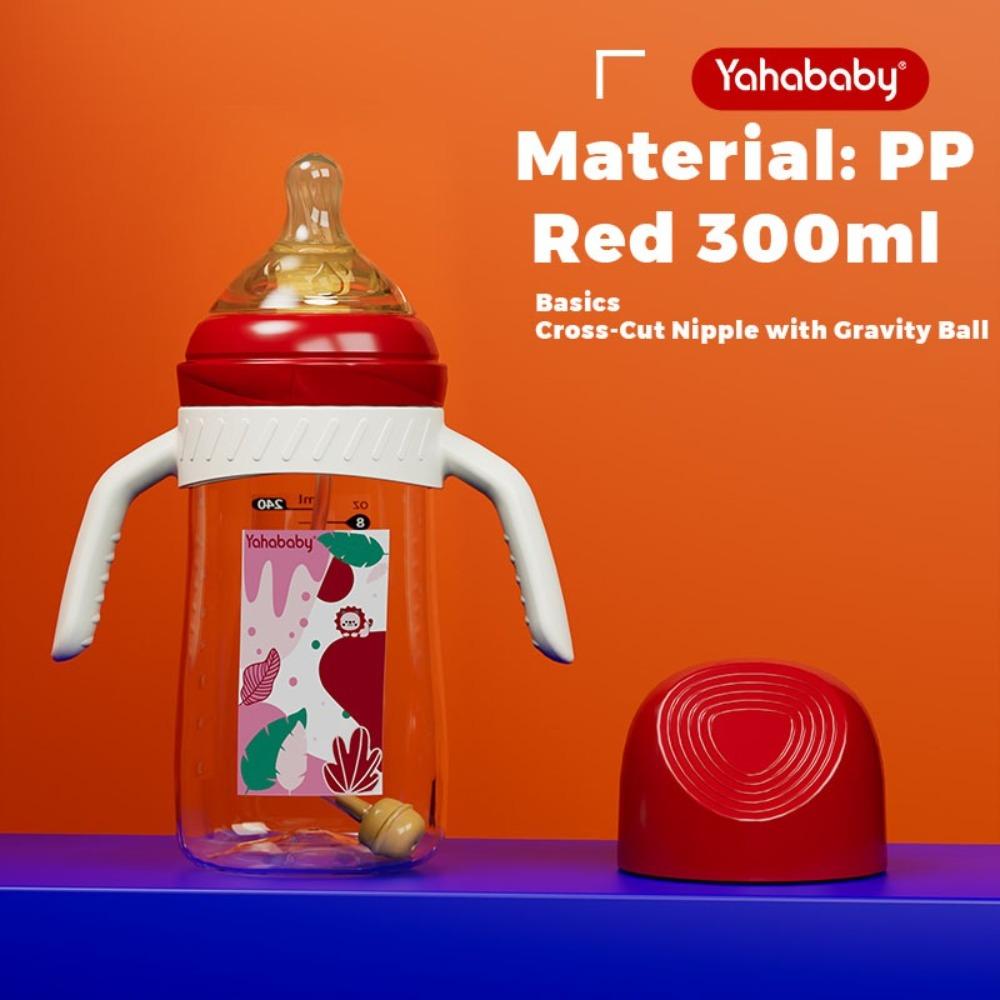 PP Baby Milk Bottle Food Grade Baby Bottle With Handle 300ml Baby Bottle  Feeding Supplies красный