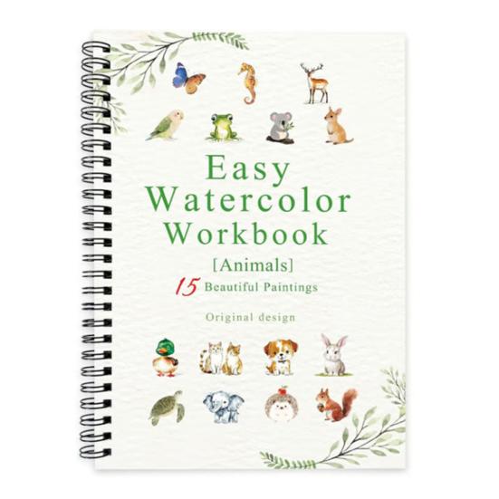 Watercolor Painting Workbook Kids Adults Beginners Watercolor Coloring Book 15 Paintings Botanical Plants Animal Painting Book