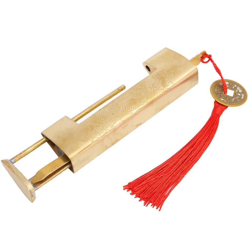 Brass Antique Padlock Spacing 5.9cm Exquisite Rustproof Chinese Old   Fish Horizontal Padlock for Jewelry Boxes