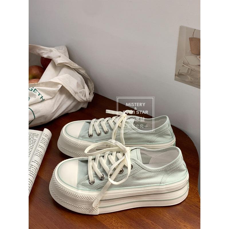 Summer new round head thick sole thin canvas shoes women's breathable board shoes 821