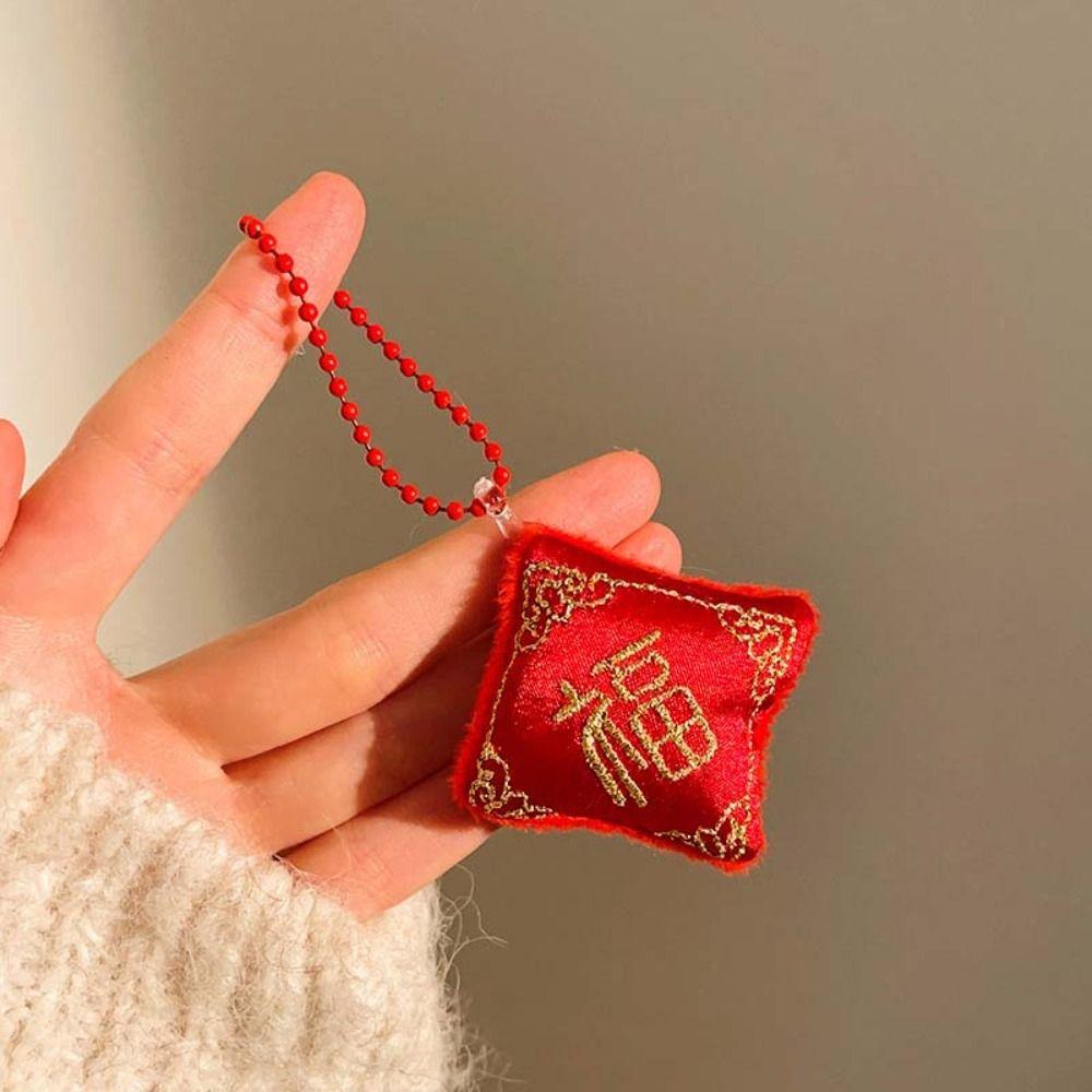 Lion Dance Plush Doll Keychain Cartoon Chinese New Year Keyring Home Decoration
