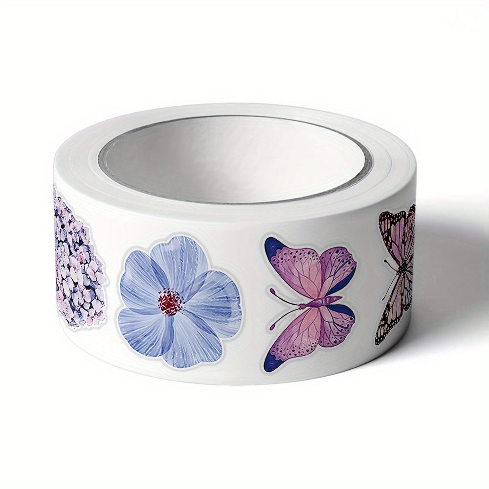 2000 Aufkleber/4 Rollen, 0,98 Zoll Rollen Schmetterling Blumenförmige Aufkleber zum Dekorieren von Geschenkboxen Selbstklebende Aufkleber Etiketten Aufkleber