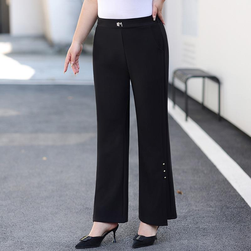 Sommer Schlaghosen Kinderstil Übergröße Damen Hose Klein geschnitten Schlitz Perlenbesetzt Lässige Caprihose