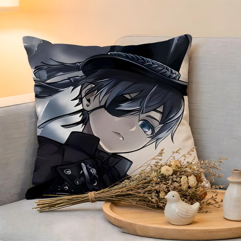 Cushion Cover Linen SkinFriendly Soft Decorative Case for Sofa Home Decor Anime BBlack BButler Pillow cover