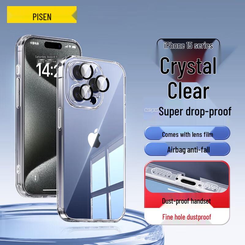 PISEN Transparent iPhone Case with Integrated Lens Protector
