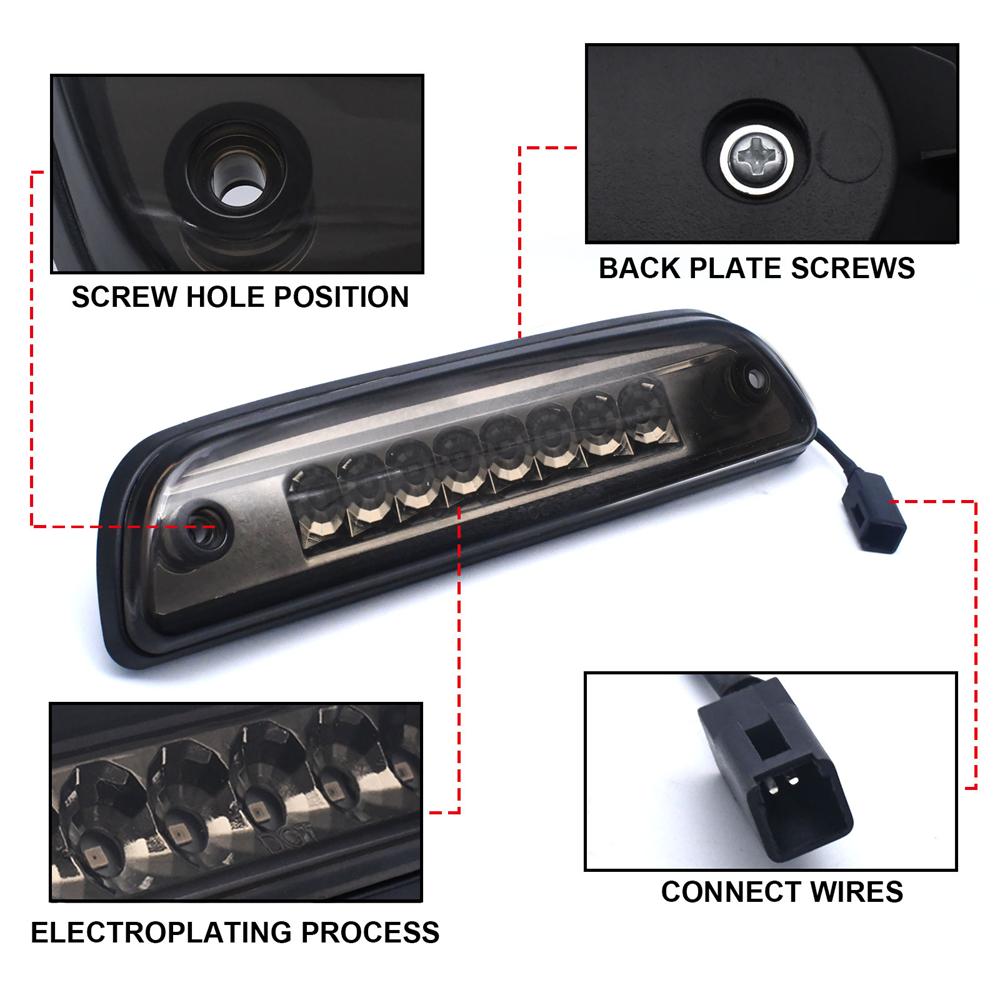 LED Third Brake Light Car Black High Mount Stop Light Rear Tail Cargo Stop Lamp For 1995-2015 TOYOTA TACOMA PICK-UP Smoke Lens