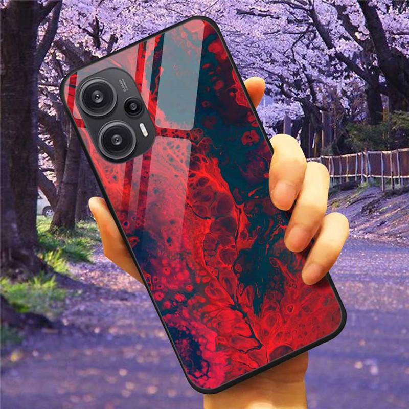 For Xiaomi Poco F5 5G / F5Pro Case Tempered Glass Lake Moon Hard Phone Cover for POCO F5 Pro Capas Funda on PocoF5 Luxury Coque