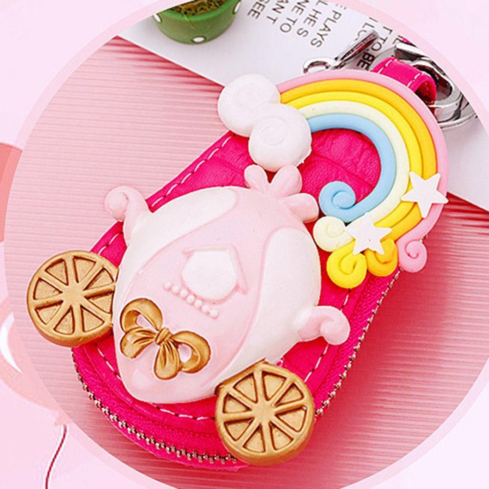 Cute Cartoon Princess Car Key Bag PU Leather Key Protective Case Car General Key Case Female