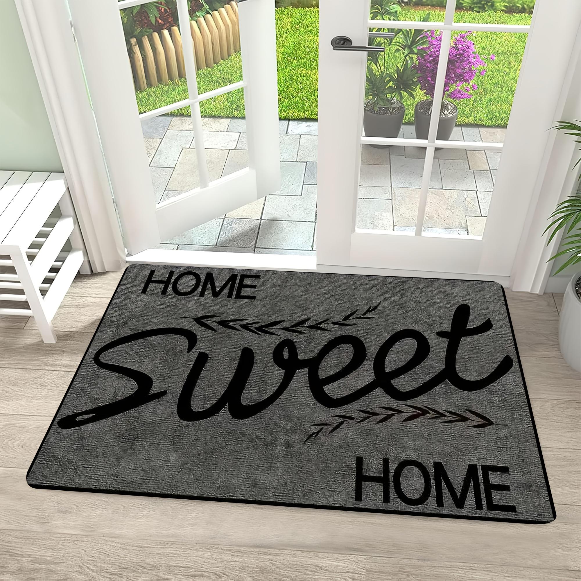 

Welcome Home Anti-Slip Doormat - Home Sweet Home Polyester Machine Washable Area Rug, Perfect for Living Room, Kitchen 40cm x 60cm