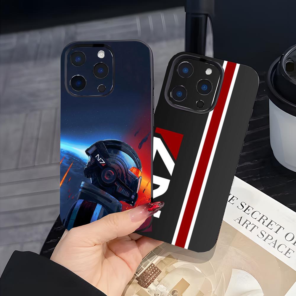 Sci-Fi Video Game M-Mass Effect Phone Case Black Matte Thin Phone Case For iPhone17 16 15 14 13 ProMax