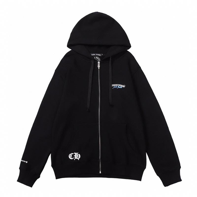829 CHROME HEARTS Outono e Inverno 2026 Novo Tamanho Grande Estilo Clássico Logo Zíper Moletom com Capuz, Adequado para Casais Usarem