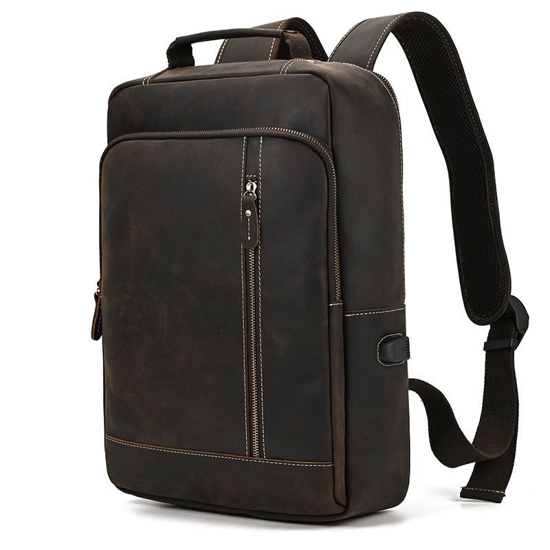 Vintage Crazy Horse Leder Rucksack für Damen und Herren - Echte Leder Reise- und Schultasche