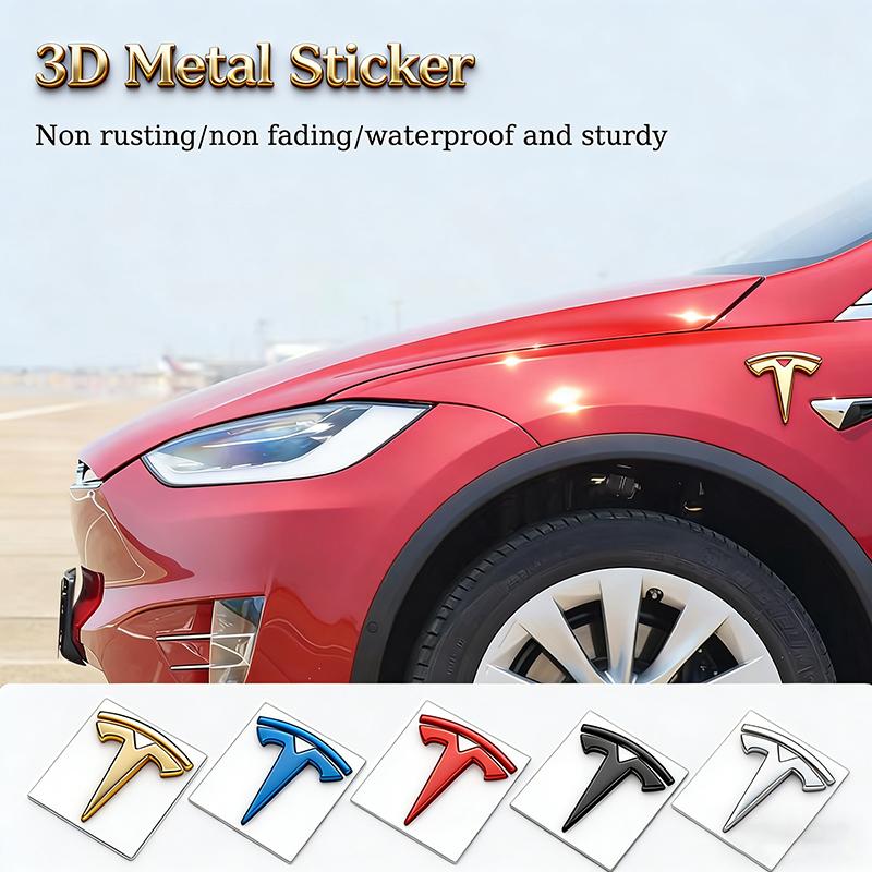 3D Metall Tesla Logo Auto Kotflügel Heck Kofferraum Abzeichen Aufkleber Dekoration Für Tesla Model 3 Highland 2023 Model S Model X Model Y