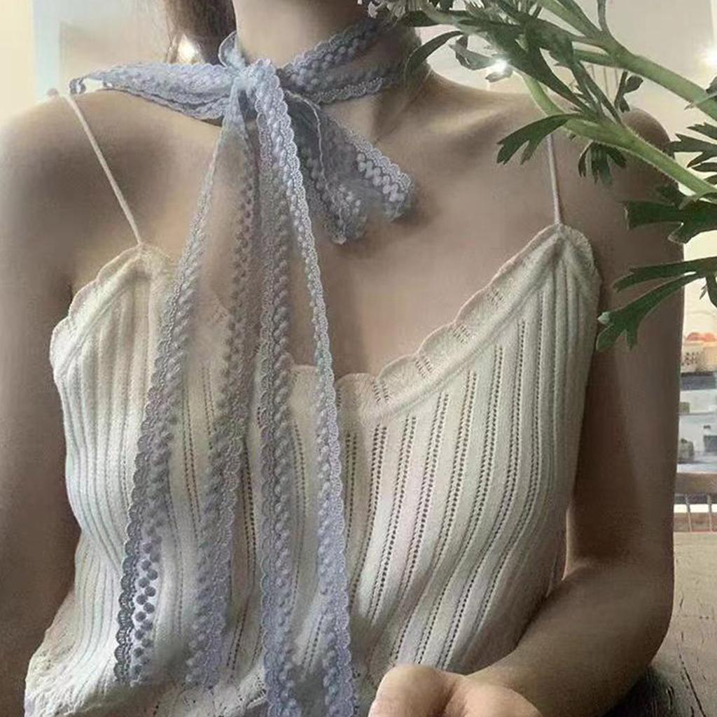 Female Pastoral Style Lace Scarf Elegant Girl Embroidery Long Scarf Fashion Camping Shopping Lace Scarf Comfortable