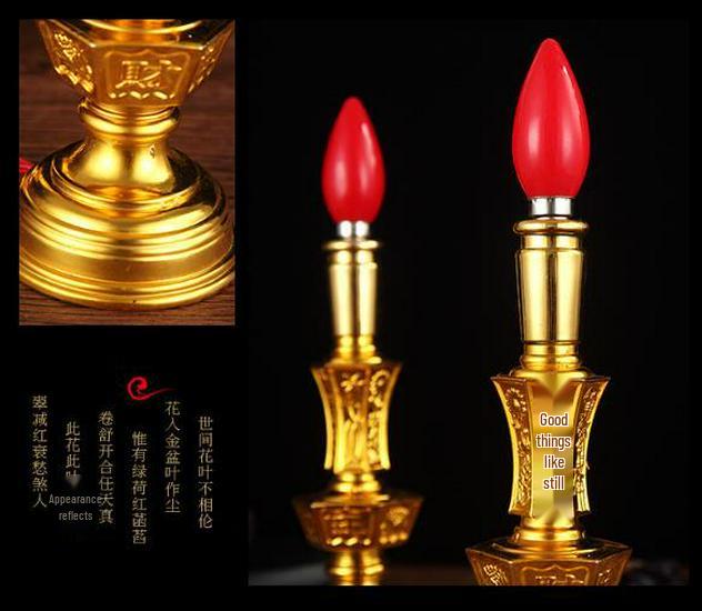 Dual-Use LED Candlestick Altar Lamp for God of Wealth