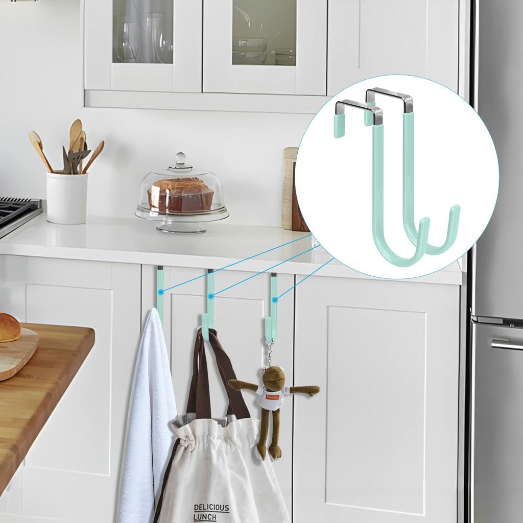 4Pcs Carbon Steel Over The Door Hooks Rustproof Metal Coat Hangers Space-Saving Storage Hooks for Home Bedroom Bathroom Kitchen