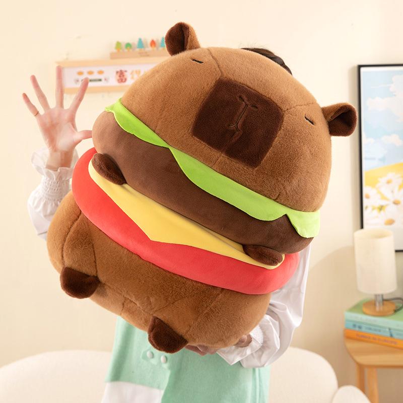 Capybara Hamburger Plush Doll Pillow - Cute Cross-border Toy for Girls