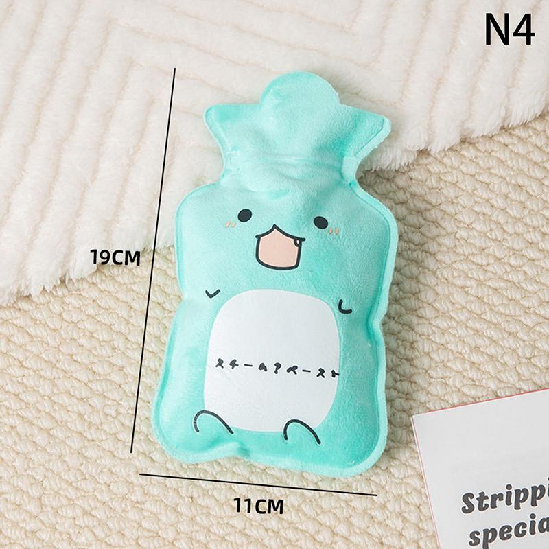 Cartoon Plush Hot Water Bottle Portable Cute Winter Warm Belly Mini Warm Water Bottle Cartoon Flannel Cover