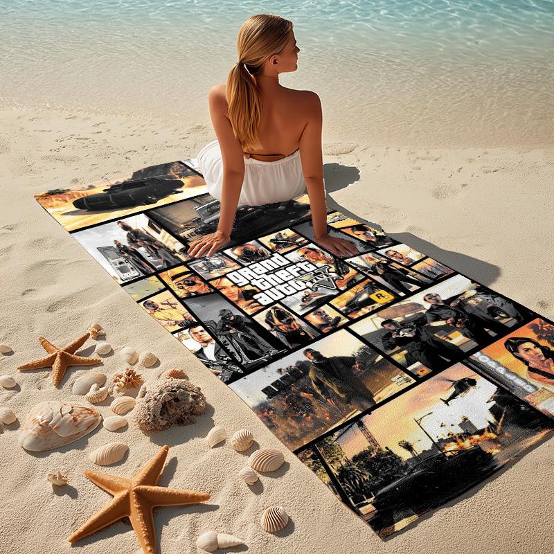 Gta V Stylish Digital Printing Beach Towel Quick Drying Absorbent Blanket For Beach Pool Gym Travel Christmas Gift C9211772