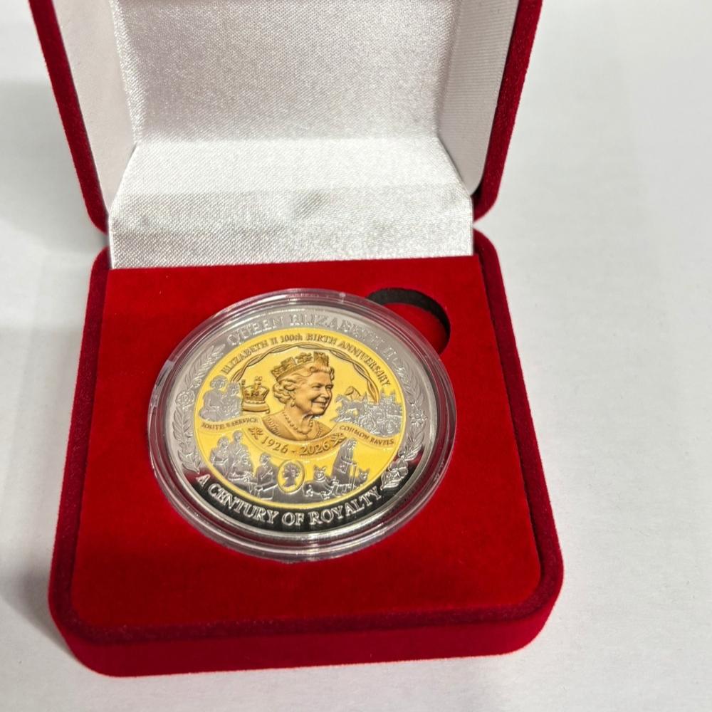 Moneta del 100° Anniversario della Regina Elisabetta II, Moneta Commemorativa del Compleanno della Regina, Include cofanetto regalo, Stile cofanetto regalo