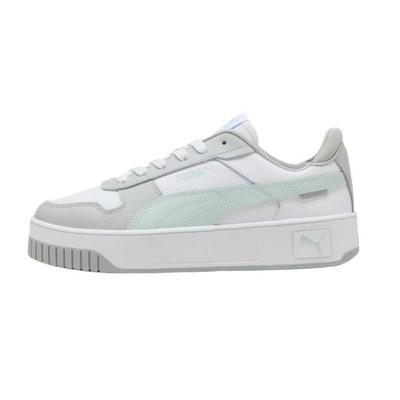 Carina Street Leather Comfortable Height Increasing Low Top Skateboard Shoes Women's White Gray 389390-43