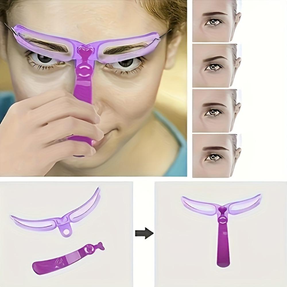 Eyebrow Shaping Template Kit - 16Pc With Handle, Grooming Card for Defined and Perfectly Shaped Brows - Reusable