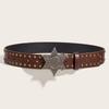 Fashionable Jeans Belt with Buckles All-Matched Design Western Cowgirl Waist Belt Star Rivets Punk Wide Belt Decorations