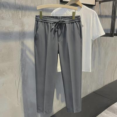 2024 Herren Koreanischer Stil Elastischer Bund Lässige Neun-Punkte-Hose - Retro Britisch-Inspirierter Bügelfreier Anzug-Trend