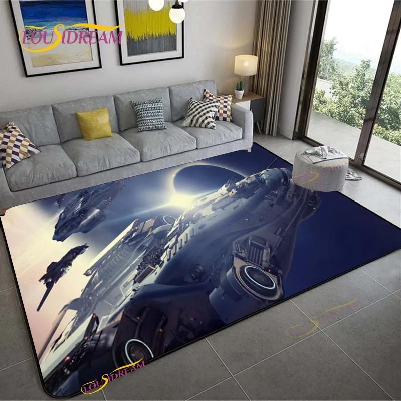 3D Space Ship Station Carpet for Living Room Bedroom Table Cinema Rug Kitchen Door Kids Un-slip Floor Mat Alfombra Birthday Gift