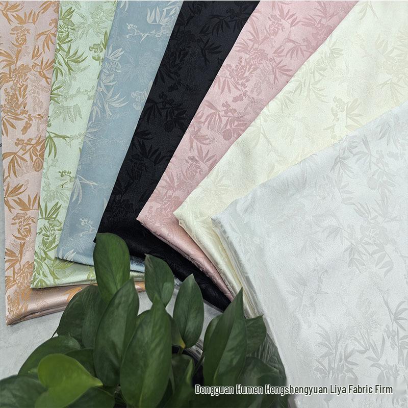 Two-Color Bamboo Leaf Jacquard Fabric for Cheongsam, Wedding Dress, Shirt, and Long Skirt
