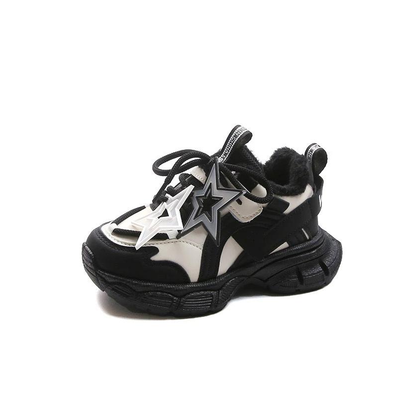 2024 Children Keep Warm Plush Sneakers for Girls Winter New Fashion Korean Style Soft Bottom Anti-slippery Versatile Sports Shoe