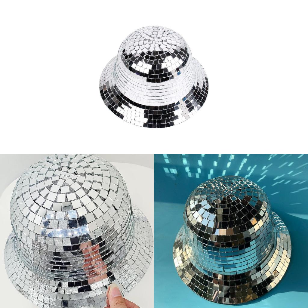 Discobuckethat Glitter Glass Sequin Fisherman Hat With Sun Protection For Nightclub And Party