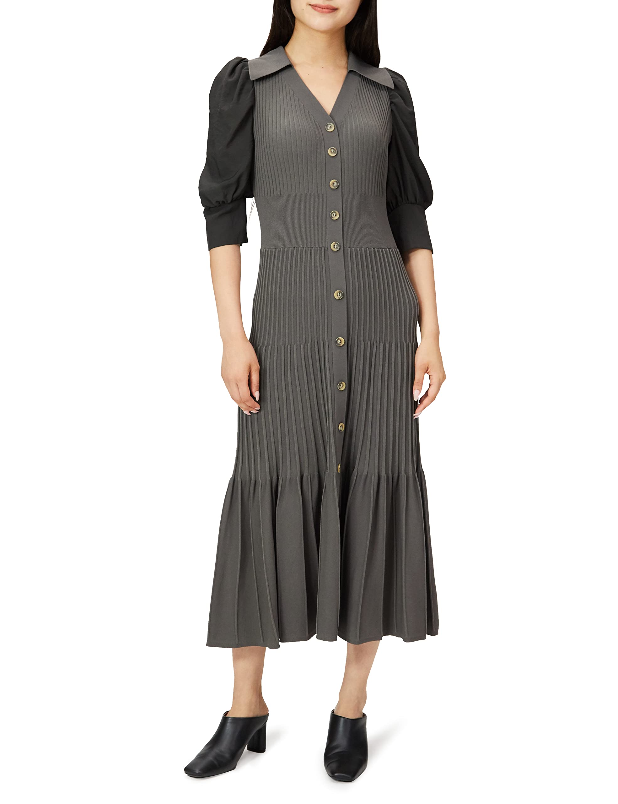 

Knit Mermaid Dress with Collar CWNO224081 BRW 36 [Selford] Women s коричневый