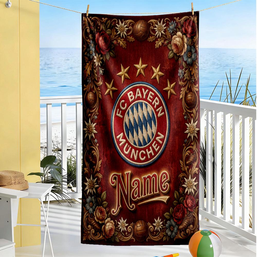 Eagle Glory Bayern Munich Customize Text Beach Towel High Absorbency & Quick-Dry