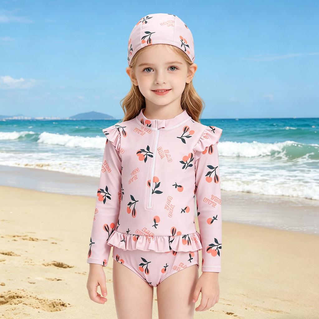 Costume da bagno a maniche lunghe per bambina - Carino costume intero ad asciugatura rapida
