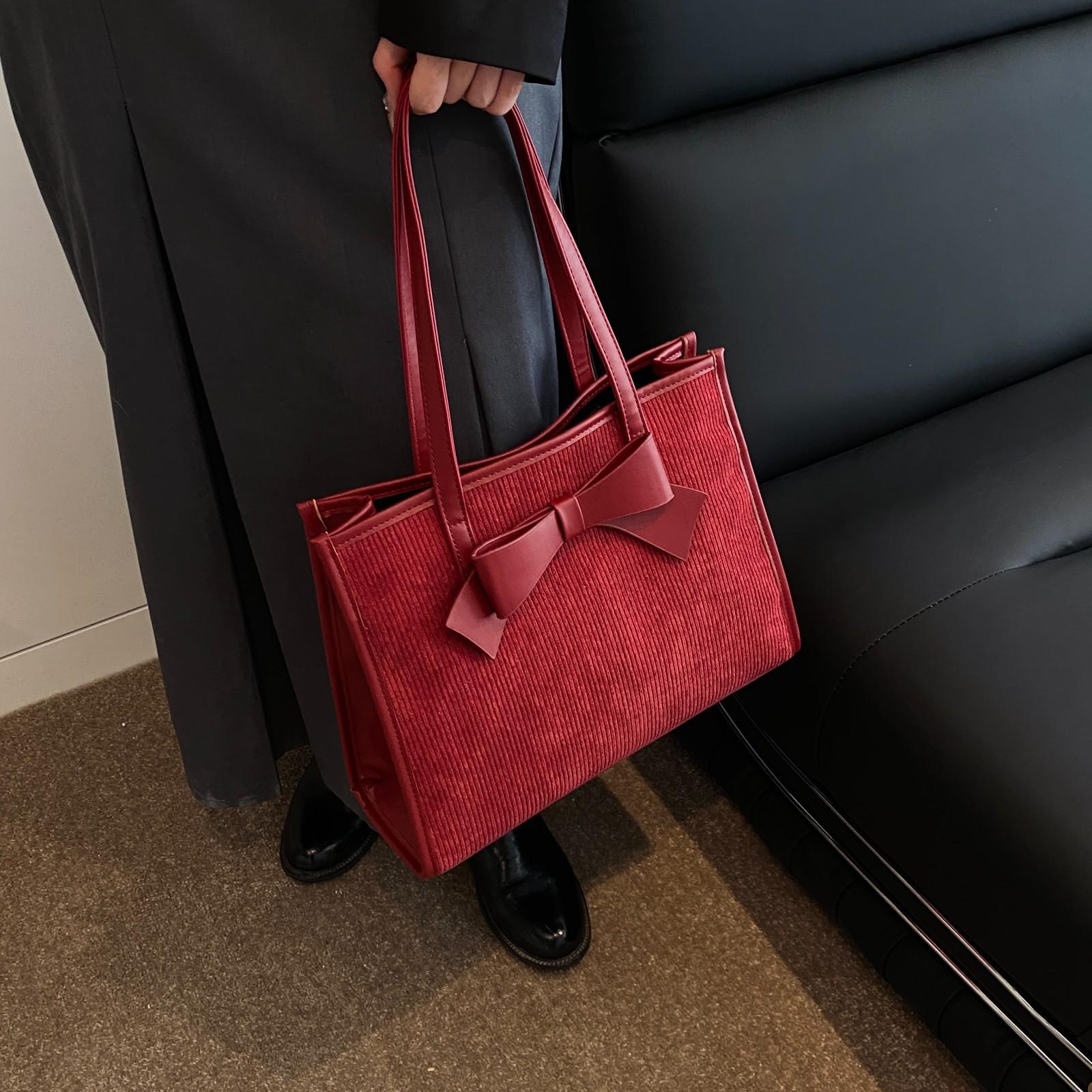 

2024 Осень/Зима Женская Модная Сумка-Тоут Высокого Класса с Бантом - Универсальная Сумка на Плечо и Под Мышку красный