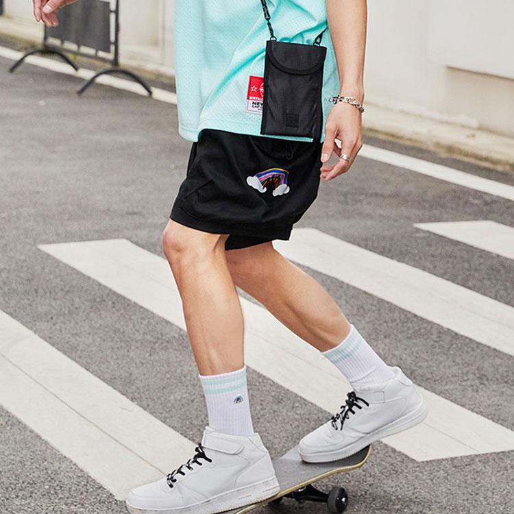 New Era Skateboard Pattern Printed Casual Shorts Unisex Shorts Black 13280276