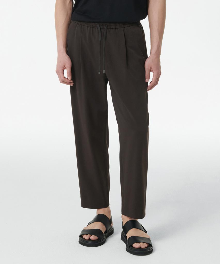 MUSINSA STANDARD Wide Easy Banding Crop Slacks [Dark Brown]