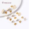 Ear Post with 8/10/12MM Pad 18K Gold-Plated Brass Metal Blank Post Earring Studs Base Pins DIY Earring Jewelry Making Findings