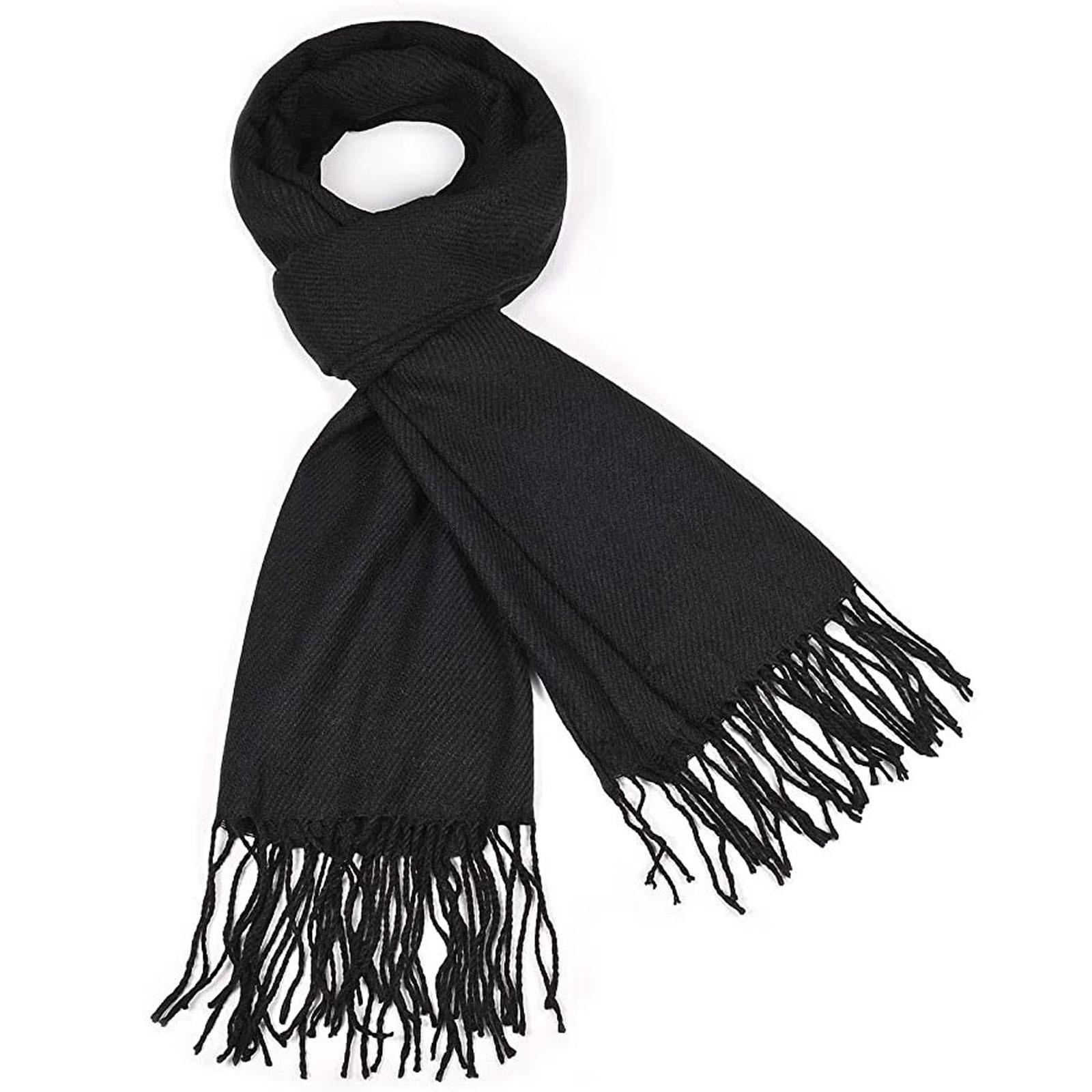 

Женская однотонная шаль из искусственного кашемира, длинный шарф с кисточками, 200X70 см 200*70cm чёрный