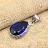 Safira Azul Gema Criada em Laboratório Feito à Mão Prata de Lei 925 Joia Pingente