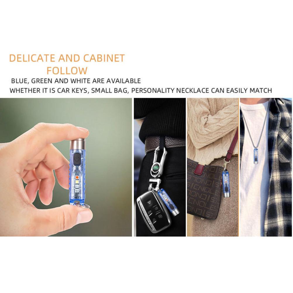 Schlüsselanhänger-Taschenlampe Outdoor Tragbar Schnellladend Wiederaufladbar Mini-Taschenlampe mit Rot