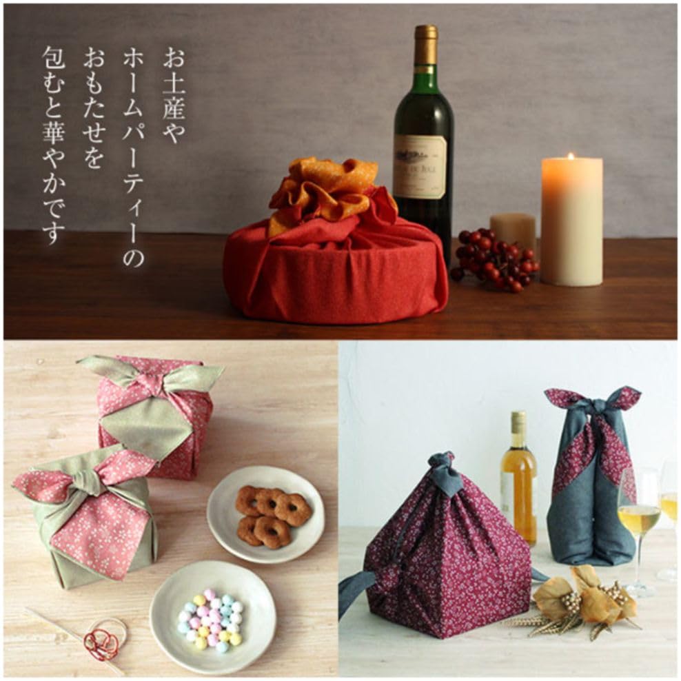 SAWABIYA Wendbares Furoshiki-Tuch mit Haifischdruck und Kirschblüten-Chirimen 70cm Perfekt zum Einwickeln von Mittagessen, Geschenken, Flaschen, Kimono-Übung und