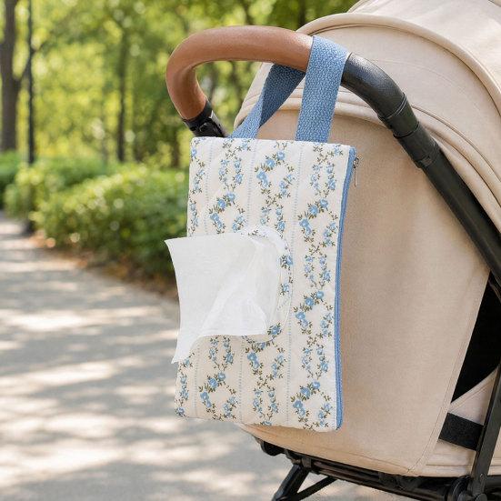 Baby Wipes Pouch Floral Quilted Portable Baby Organizer Bag Refillable Wet Wipes Bag