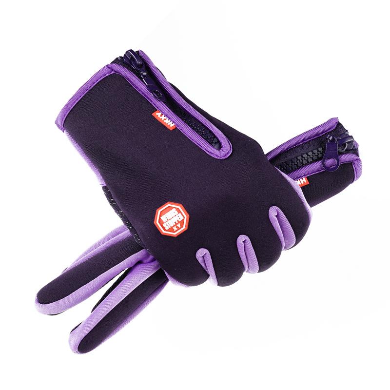 Autumn/Winter Windproof Fleece Cycling Gloves with Touchscreen Compatibility and Zipper Closure
