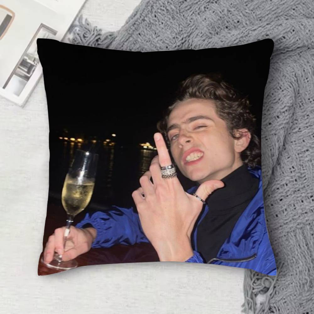 TTimothee Chalamet Doublesided Printed Square Decorative Cushion Cover for Sofa Living Room Home Decor