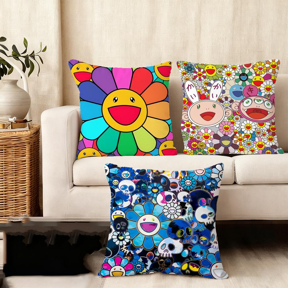 Brand TTakashi MMurakami Cushion Cover Plush Fabric Soft DoubleSided Printed Sofa Warm Winter Home Child Gift Pillow Case