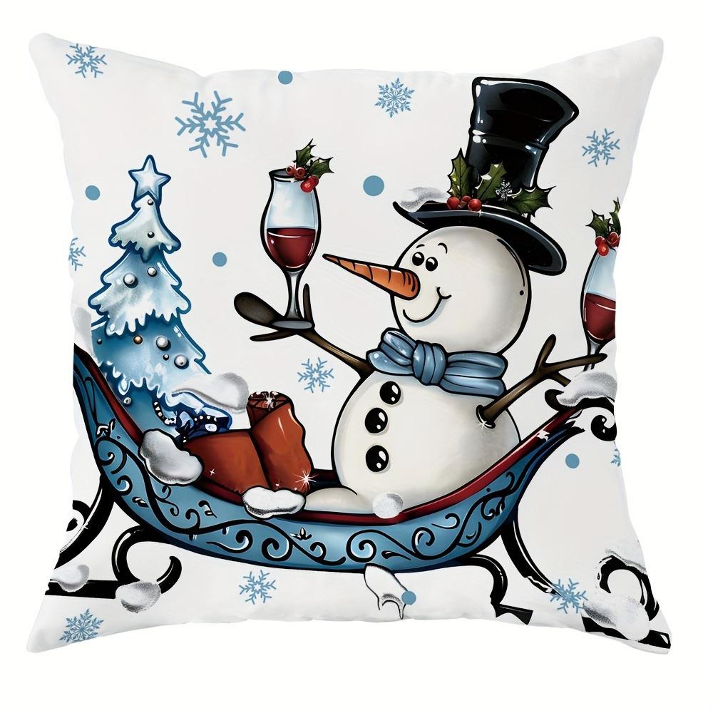

Наволочка для украшения рождественской вечеринки с рисунком Веселого рождественского снеговика, подходящая для домашней комнаты, гостиной, дивана, наволочка для подушки 40x40cm