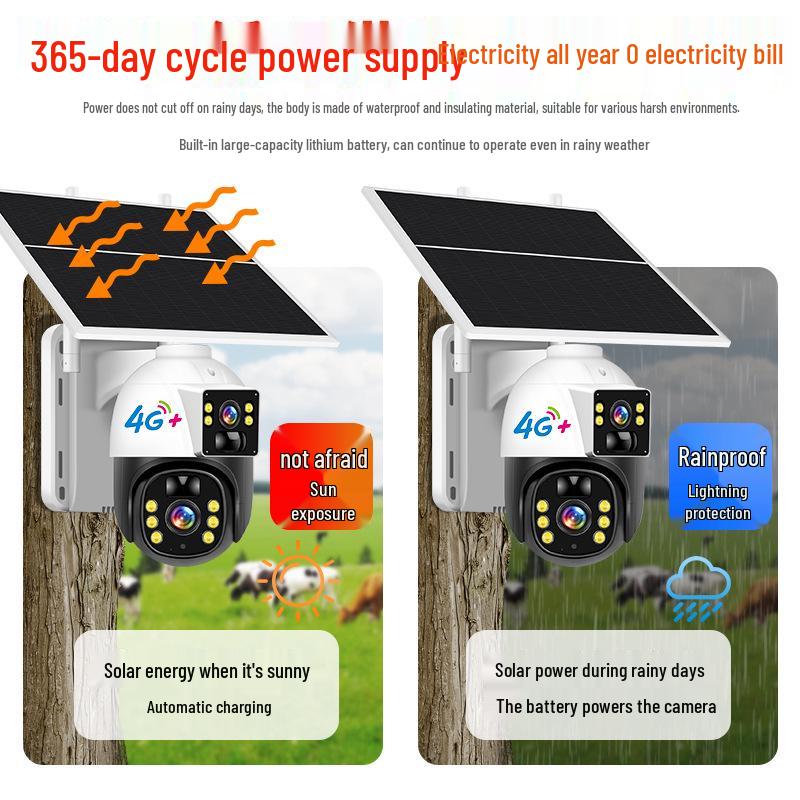 360° Solar-Powered Wireless Outdoor Security Camera for Orchards